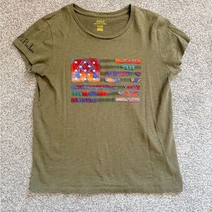 Polo by Ralph Lauren Olive Tee with Multicolor Graphic